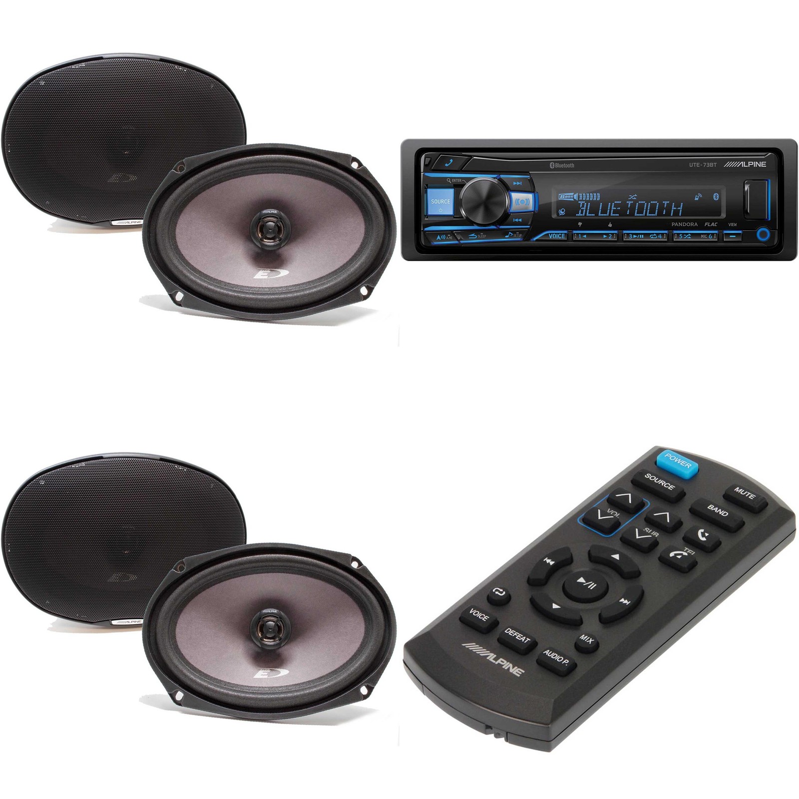 Alpine UTE-73BT, RUE-4360 Remote with Two Pairs SXE-6926S 6x