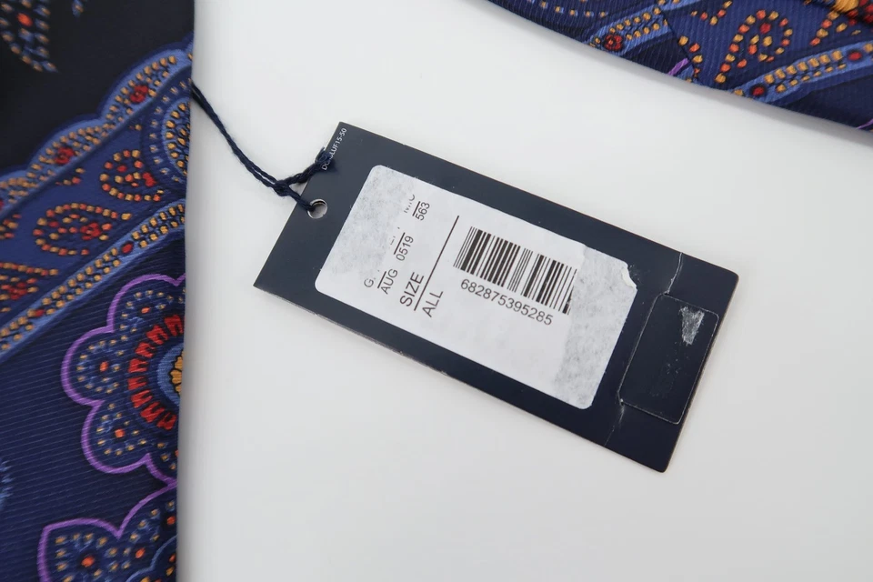 Daniel Cremieux Seven Fold Purple Navy Paisley Floral 100% Silk Tie Made In USA - Image 3 of 4