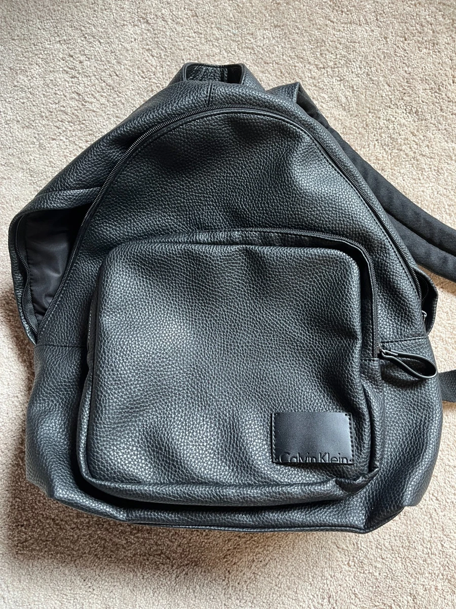 Calvin Klein Black Faux Leather Campus Backpack Laptop Bag Calvin Klein Elevated Campus Backpack | Black | FARFETCH main image 4