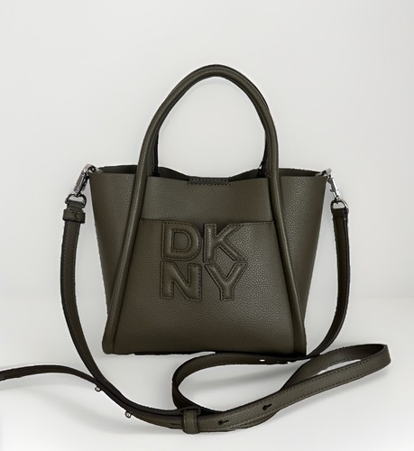 DKNY Small Green Olive Logo Tote Crossbody Bag, Detachable Strap New With Tag