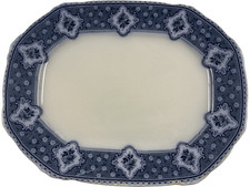 F & Sons Ltd Berky ovale Keramikplatte blau und weiß Blumenmuster England