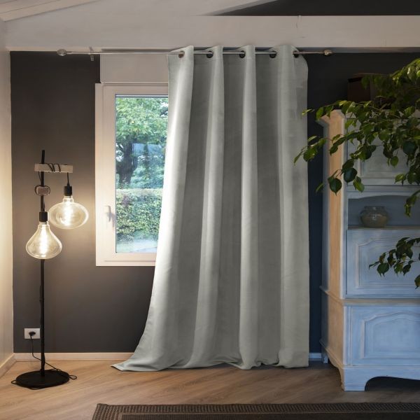 Rideau occultant gris clair 140x260 cm en polyester pour fenêtres de chambre