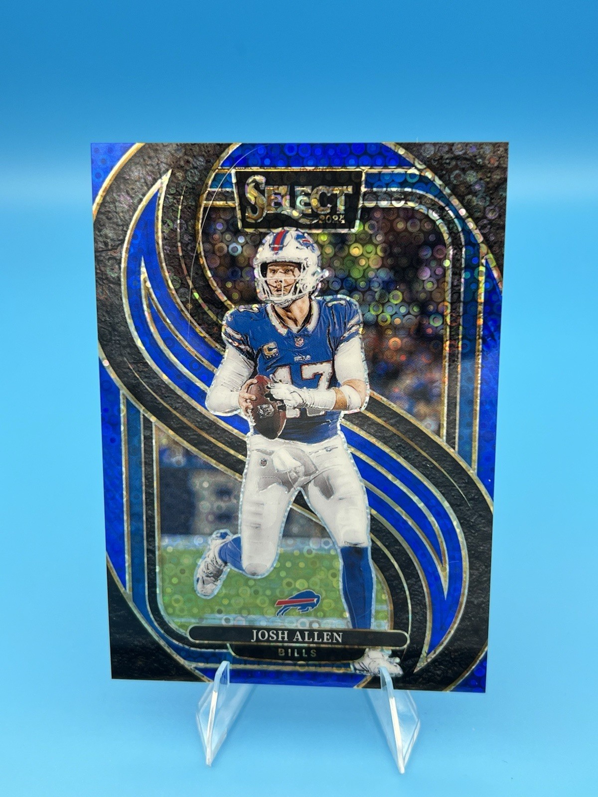 2024 Panini Select – Josh Allen Premier Level Blue Disco Prizm /25 Bills #122 SP