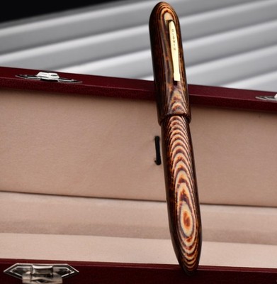 OLDWIN Classic Torpedo Arco Brown Celluloid Fountain Pen aka Solar Undulations M