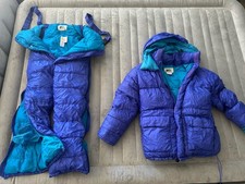 REI Womens One Piece Retro Ski Snow Suit w/ Hood Blue Size Medium