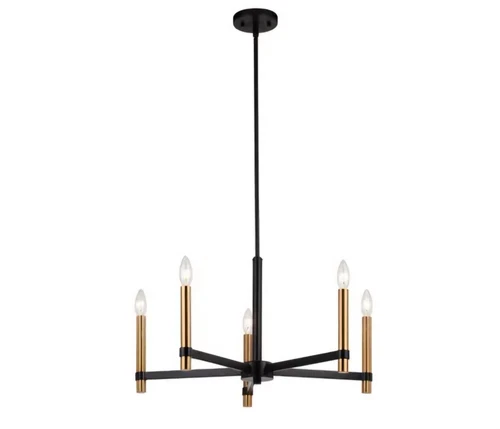 Vaxcel Lighting H0267 Damen 5 Light 25"W Taper Candle Style - Matte Black / - Picture 3 of 3