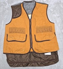 VTG American Field Vest Med Brown Duck Canvas Padded Shoulder Bird Hunting USA
