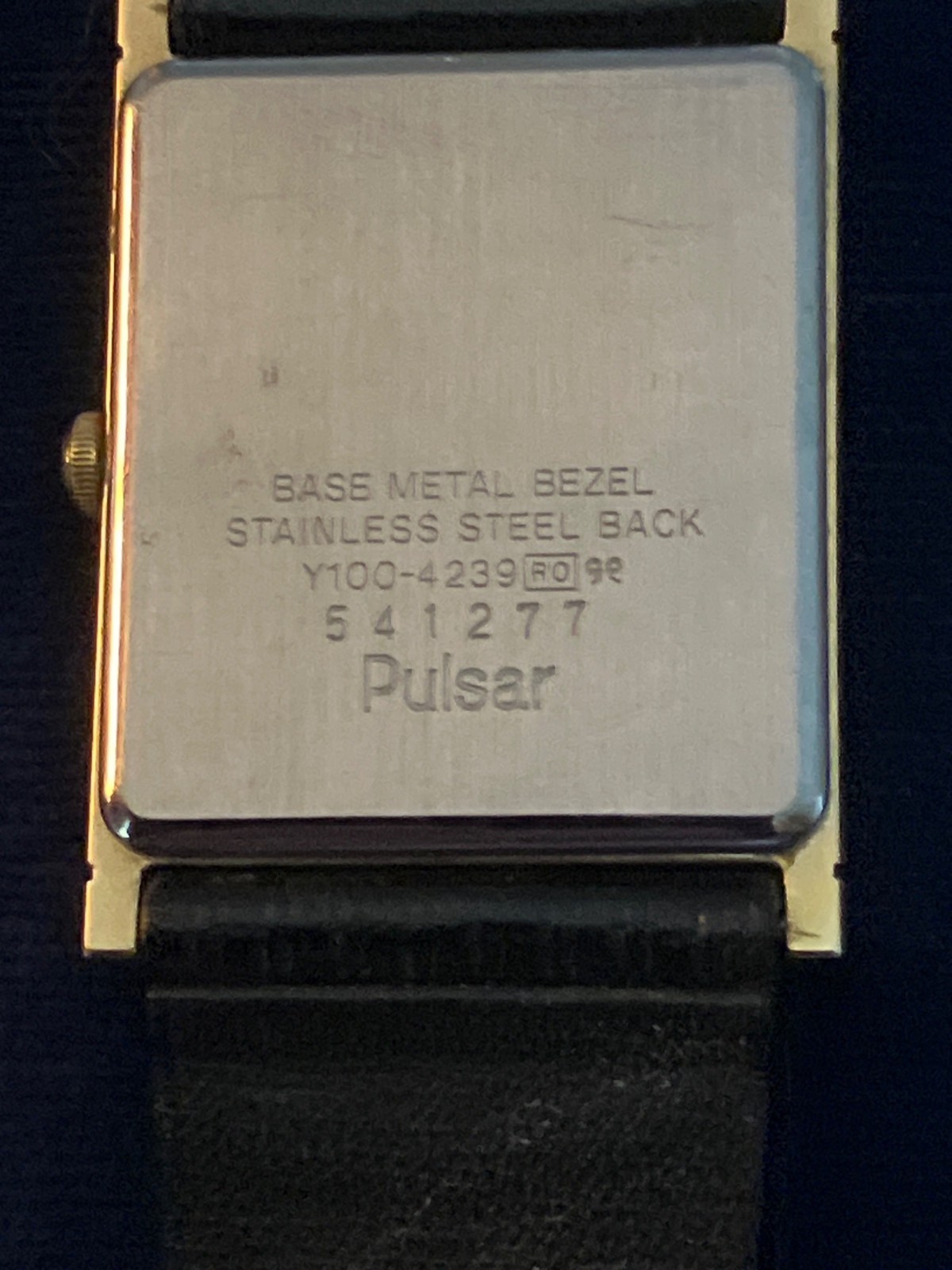 Pulsar Rectangular Quartz Watch With Black Leathe… - image 2