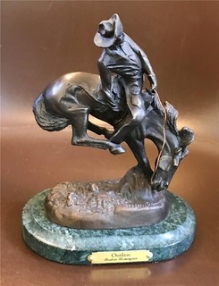 VintageFrederic Remington Bronze The Outlaw 7 1/4" Tall W/ Marble Base