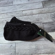 Lauren Ralph Lauren Black Knit Cable Slippers With Leather Trim RL Logo