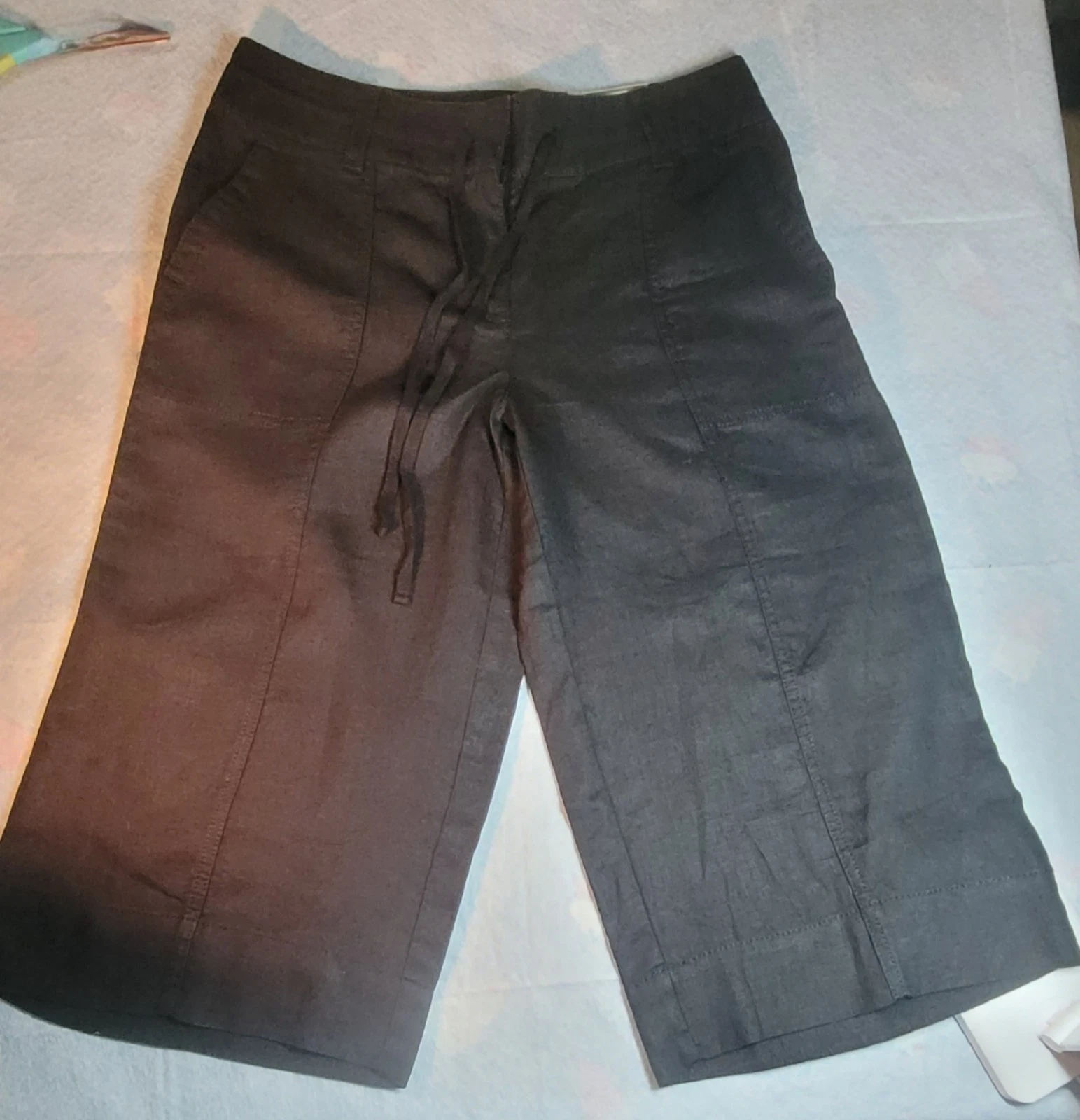 New w/Tags ANN TAYLOR black Linen MARGO Wide Leg cropped/capri sz 6