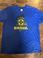 Vintage Size XL Nike Brazil Soccer T Shirt Crest Logo Center Swoosh Ronaldo