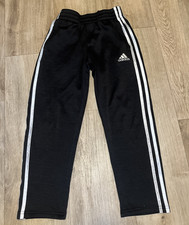 Adidas 3 Stripe Athletic Pants Youth Size 8 Logo Leg Pockets Black
