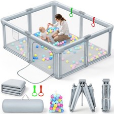 Foldable Baby Playpen with Mat 59" 71" Playpen for Babies and Toddlers  Co