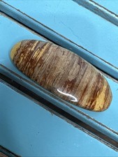 Vtg 80s Hair Clip Barrette Painted WOOD CURVED Oval Spring Clasp 3.25" X 1.25"