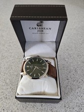 Caribean Joe Green Dial Mens Dress Watch CJ7134SLG - Lightly Used With Box
