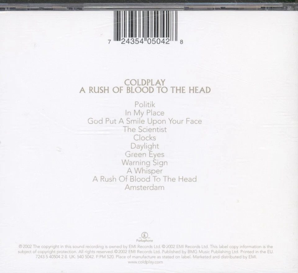 Coldplay A Rush Of Blood To The Head CD Europa Parlophone 2002 724354050428 - Bild 2 von 3