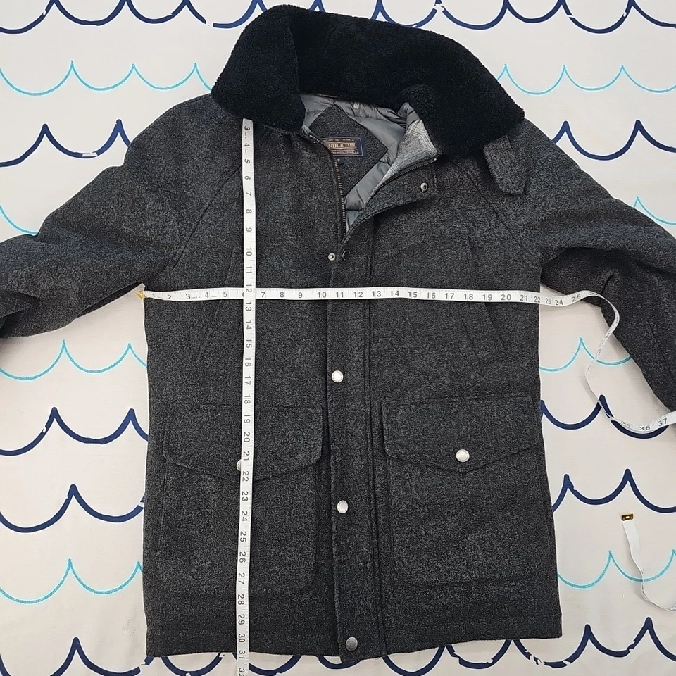 Pendleton Mens Windham Wool Coat Down Lined Removable Shearling Collar Sz S  - Image 4 of 4