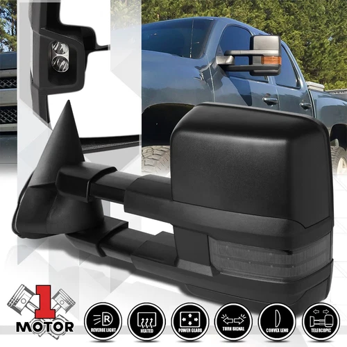 [Left]Driver Side Power+Heated LED Signal Towing Side Mirror for 99-02 Silverado