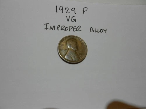 1929 P Lincoln Wheat Cent, VG, Improper Alloy Mix, Woody.