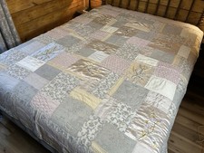 Vintage Multicolored Floral Patchwork Quilt Blanket Bedspread Cover 88x98  