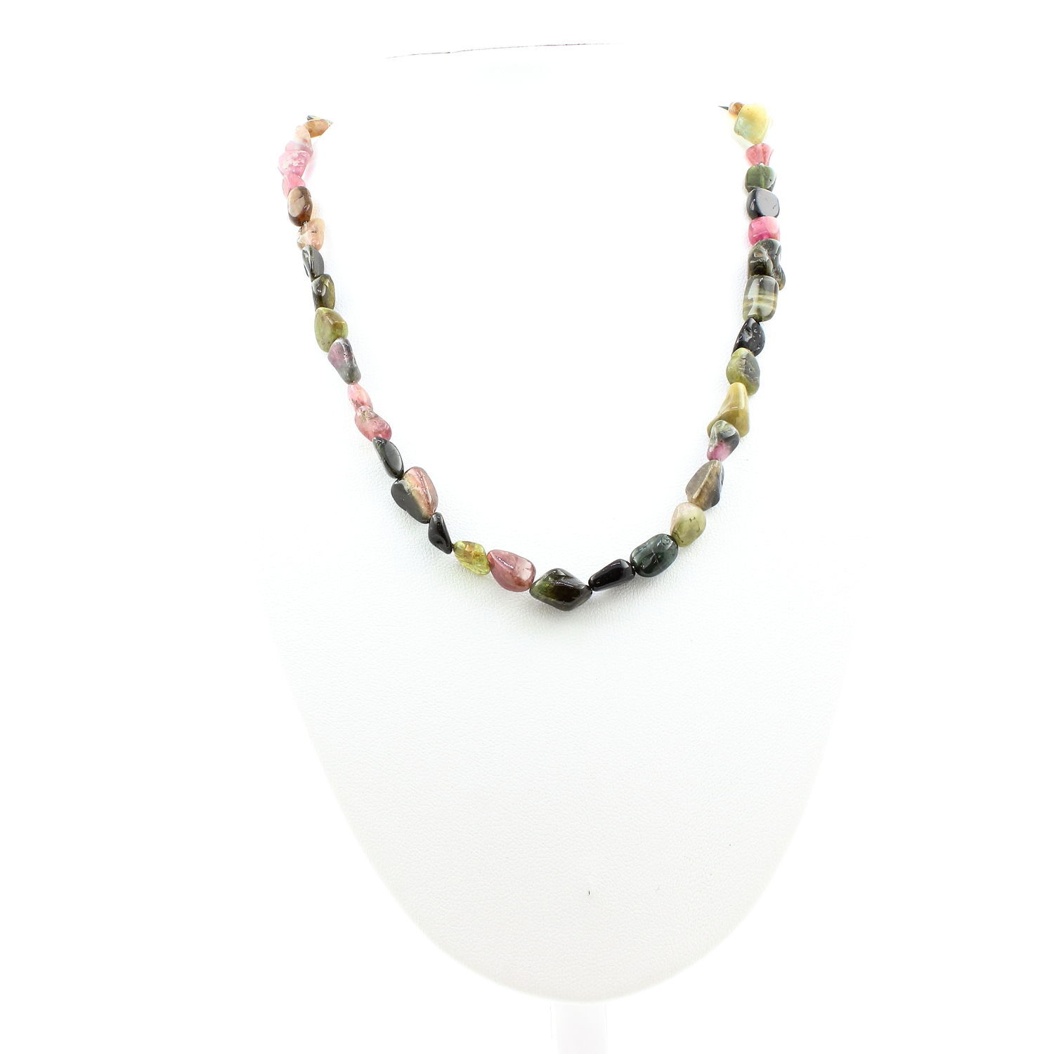 Collier Tourmaline naturelle multicolore Brésil et chaîne acier inoxydable pour femme