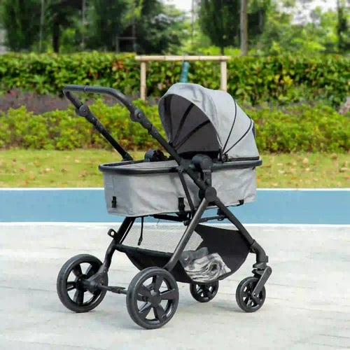 Foldable Baby Stoller, with Reclining Backrest, Adjustable Canopy, for Ages 0-36 - Picture 10 of 11
