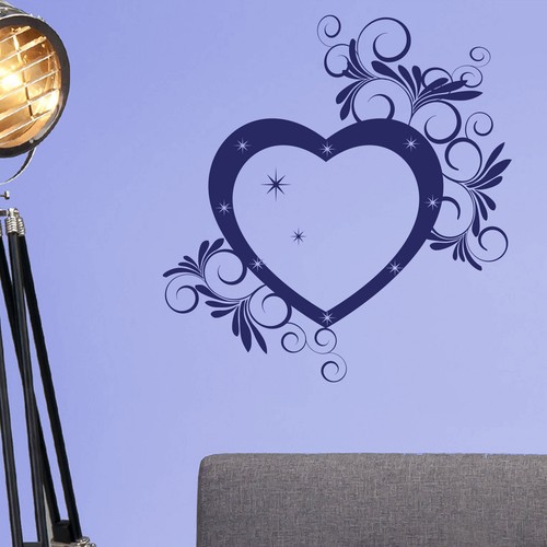 Flowery Heart Wall Sticker Decal Transfer Home Bedroom Love Romantic Vinyl UK - Picture 5 of 36