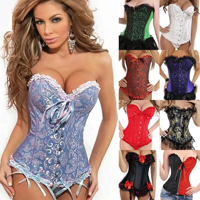 Womens Lace Up Corset Bustier Shaper Waist Cincher Size Lingerie S-6XL | eBay