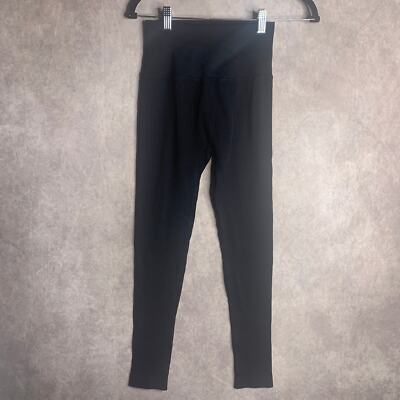 Riley 7 Leggings Womens M/L Black Ribbed Capri Skinny High Waisted 7/8 Length