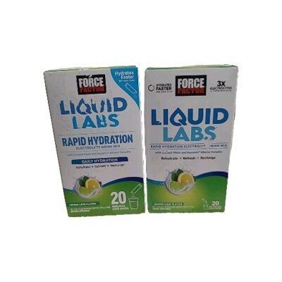 2 Force Factor Liquid Labs Rapid Hydration Electrolyte Drink Mix Lemon-Lime 20ct