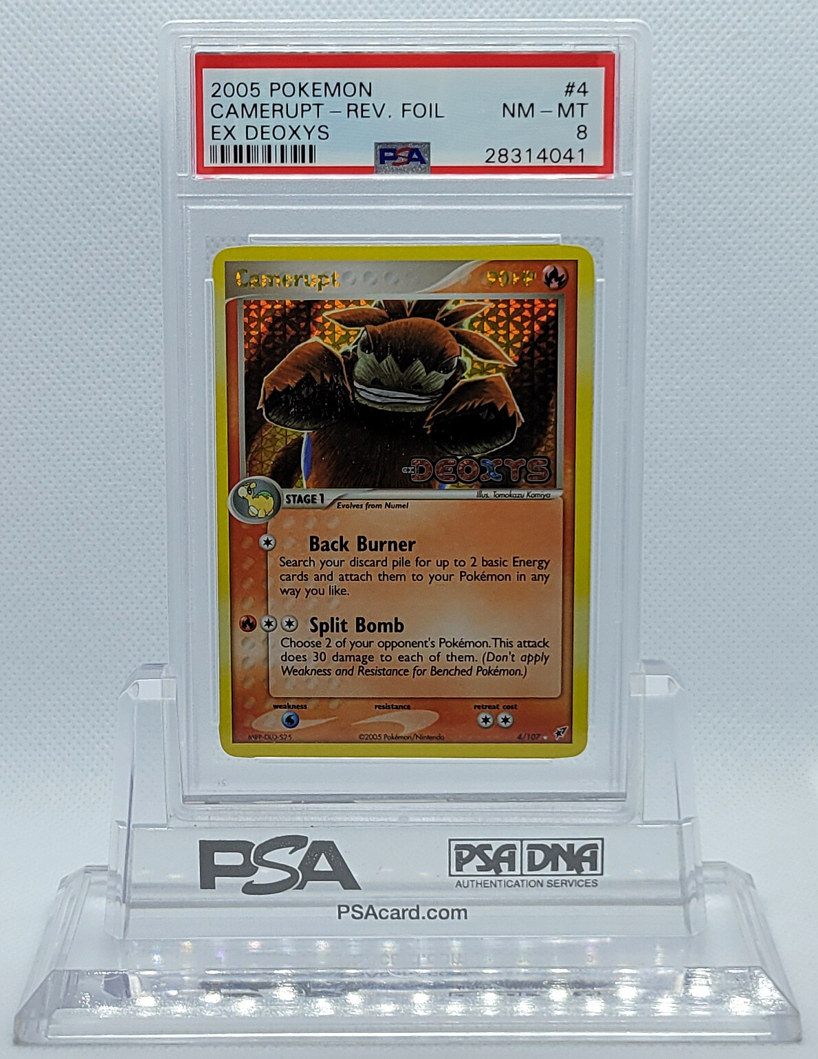 POKEMON EX DEOXYS CAMERUPT #4 REVERSE RARE HOLO FOIL CARD PSA 8 NM-MT #*