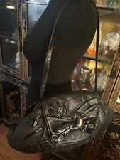 Vtg 5th Avenue Bag 80s Glam Crossbody Black Leather Snake Patchwork Made In USA