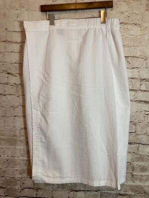 Chakir Turkish Linens Skirt Womens XXL White Faux Wrap Pencil Textured Waffle