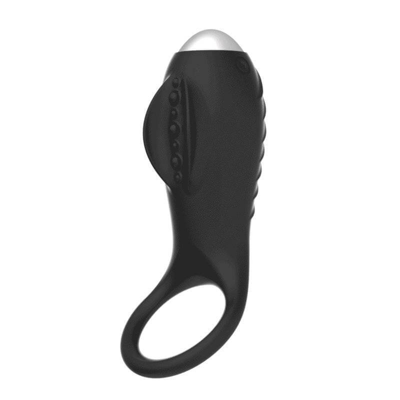 Brilly Glam Alan - Anello Fallico in Silicone con Stimolatore Clitorideo - Nero