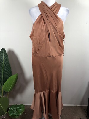 Taylor Womens Sed Criss-Cross Maxi Sleeveless Halter Dress 16 | eBay