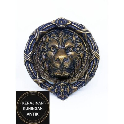 VintageSandringham Solid Brass Lion Head Door Knocker – 7 Inch, Satin Nickel Finish