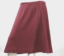 Vintage 70s Polka Dot A-Line Knit Burgundy Midi Skirt Skater Skirt Retro