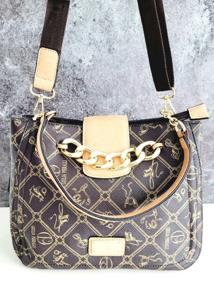 GIULIA PIERALLI Damen Braun Handtasche Schultertasche Umhängetasche Moderne Alltag Tasche Neu