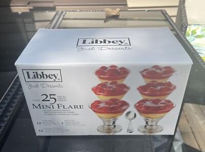 New Libbey Just Desserts Mini Flare Glass Dessert Dishes And Mini Spoons NIB