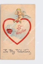 PPC Postcard Valentines Day To My Valentine Blindfolded Cupid Hearts Bow Arrow