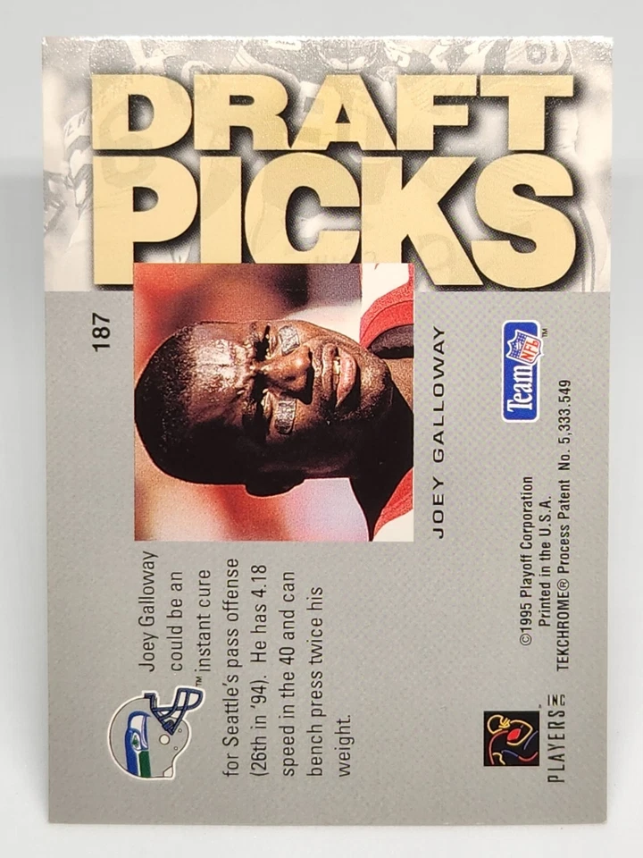 Joey Galloway 1995 (RC) Playoff Absolute Draft Picks Rookie Card #187 NM+ - Image 3 of 4