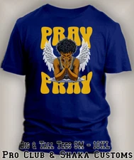 Black Angel Pray Praying Religious Tee Shirt Inspirational Pro Club Shaka RTP