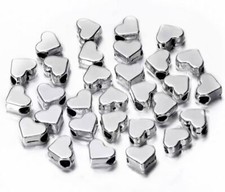 100 Pcs Heart Shape Spacer Beads Small Hole Metal Small, Silver