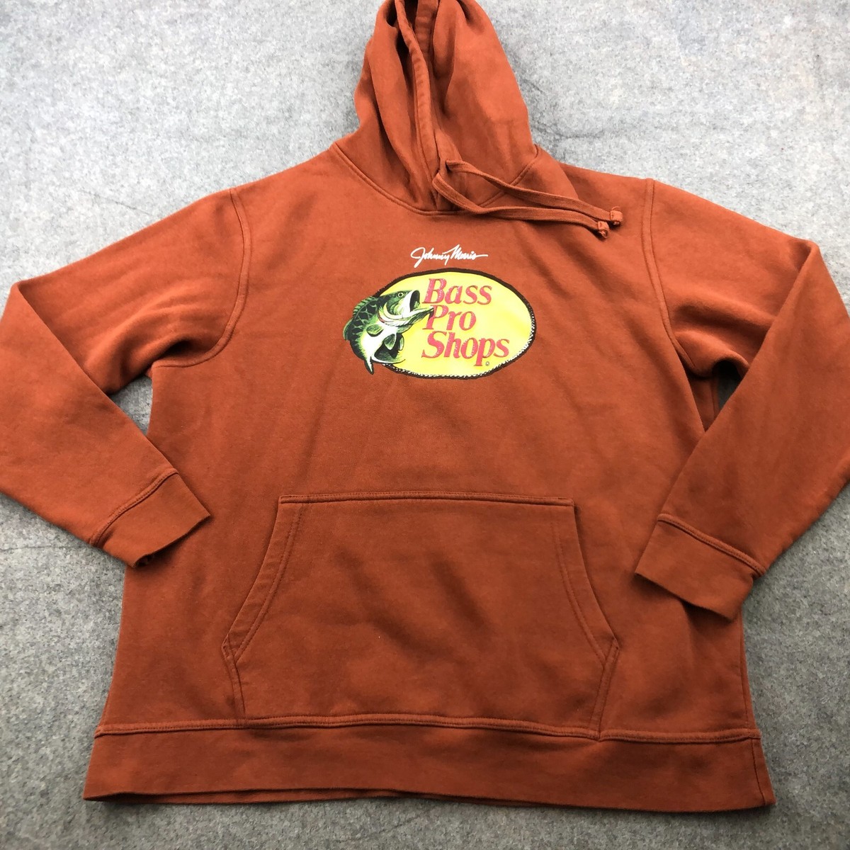 Bass Pro Shop Hoodie Men Large Brown Pullover Long Sleeves