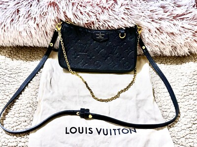 Louis Vuitton Easy Pouch On Strap Shoulder Bag Black Leather  