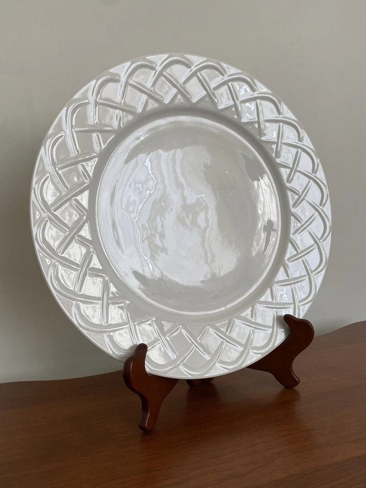 Plato para servir “PICNIC” de Oneida 12 pulgadas diseño de celosía blanca muy bueno Foto 4 de 4