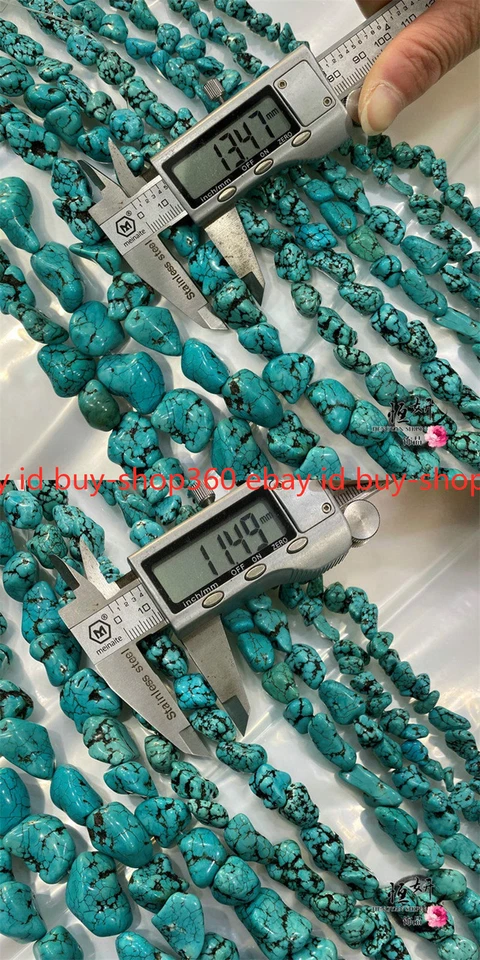 100% натуральный зеленый 8 x 12 мм 15 x 20 мм неправильной бирюзы драгоценных камней россыпью 15'' - Изображение 3 из 4