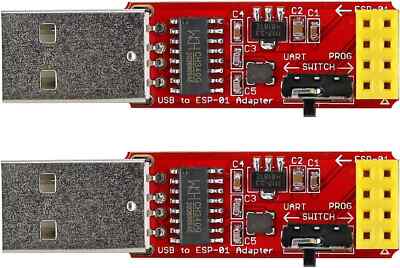 2PCS ESP-01S Programmer USB to ESP-01 Adapter ESP8266 Wireless WiFi Module Wi...