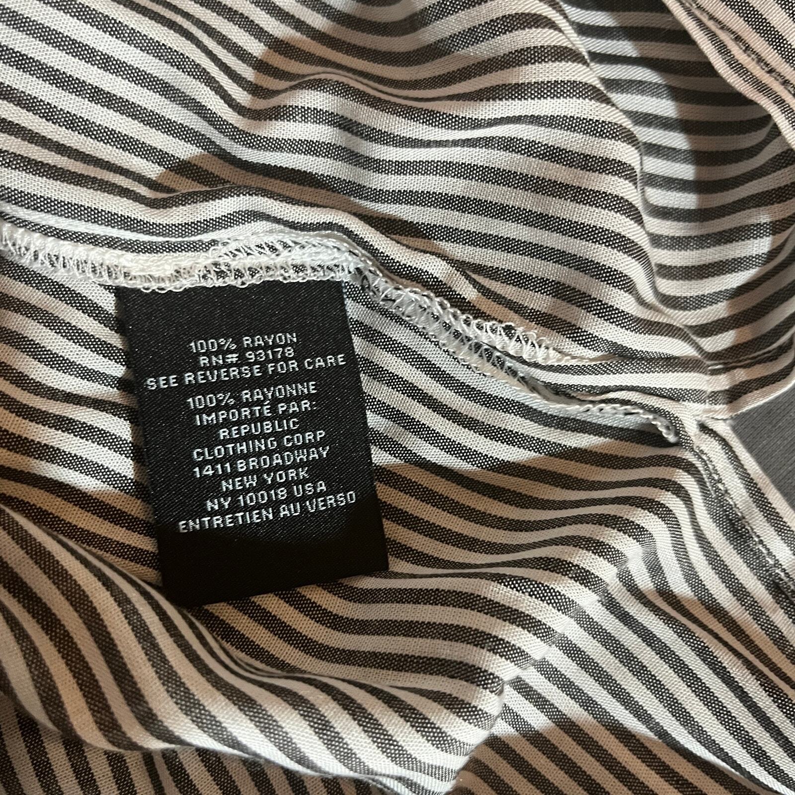 Joan Vass New York Shirt Womens Size XL White Black Striped Roll Tab Sleeves NEW